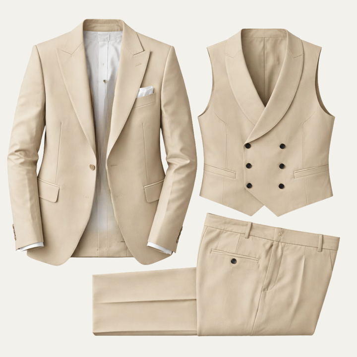 Herren 3-teiliger Slim Fit Anzug mit Sakko Weste und Anzughose