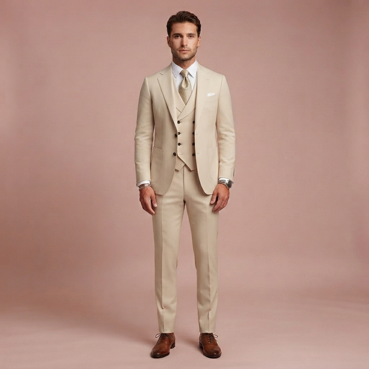 Herren 3-teiliger Slim Fit Anzug mit Sakko Weste und Anzughose