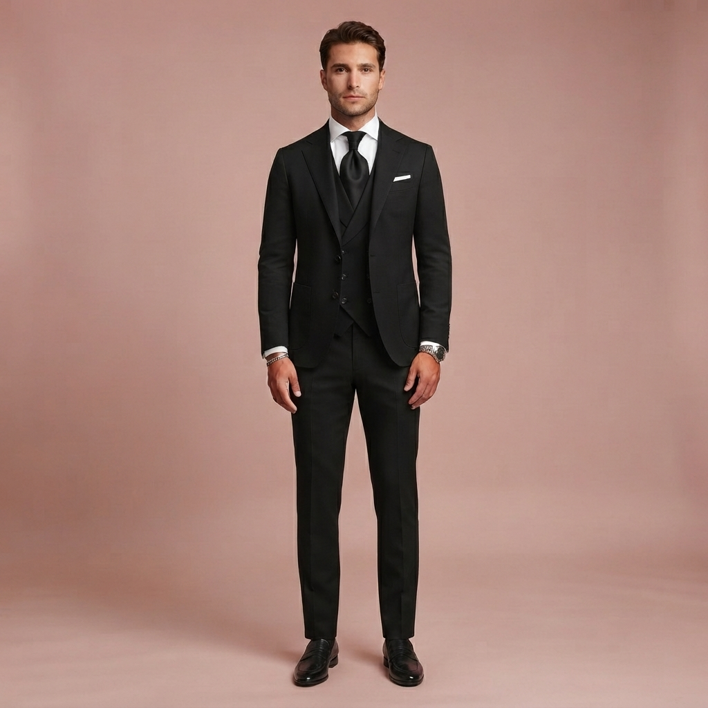 Herren 3-teiliger Slim Fit Anzug mit Sakko Weste und Anzughose
