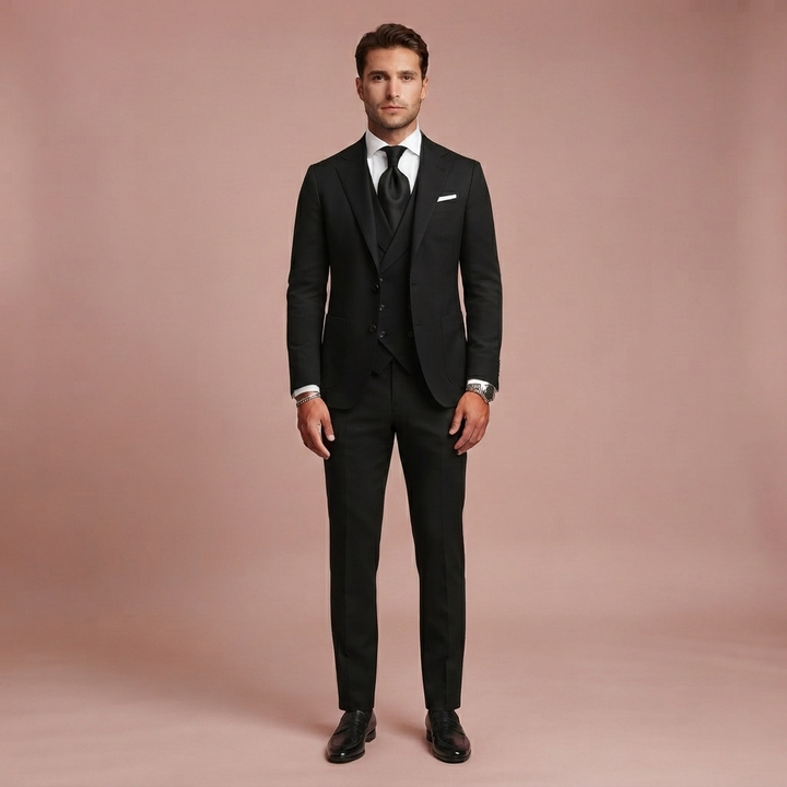 Herren 3-teiliger Slim Fit Anzug mit Sakko Weste und Anzughose