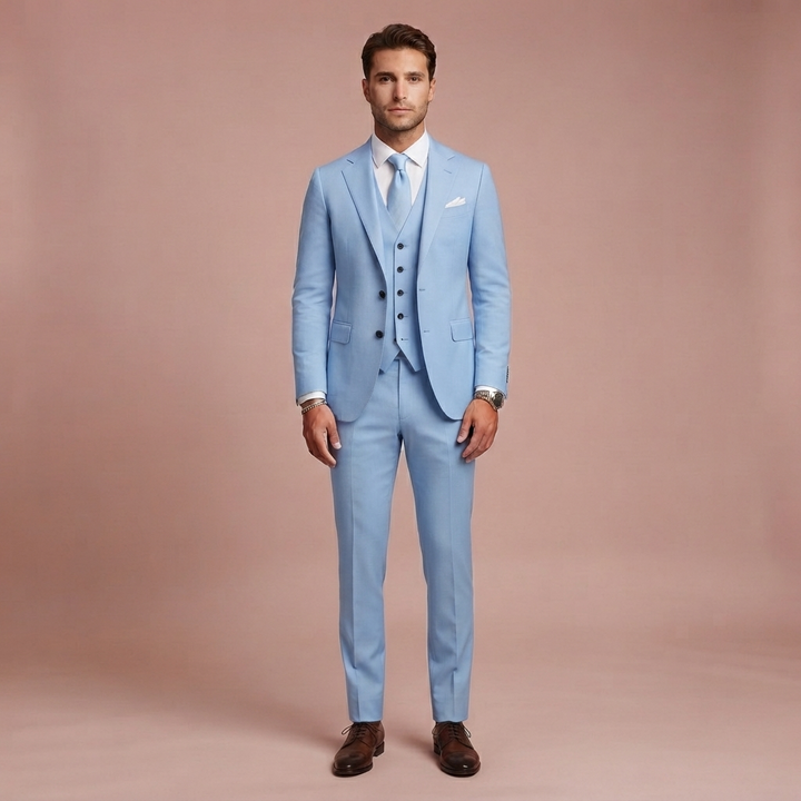 Herren 3-teiliger Slim Fit Anzug mit Sakko Weste und Anzughose