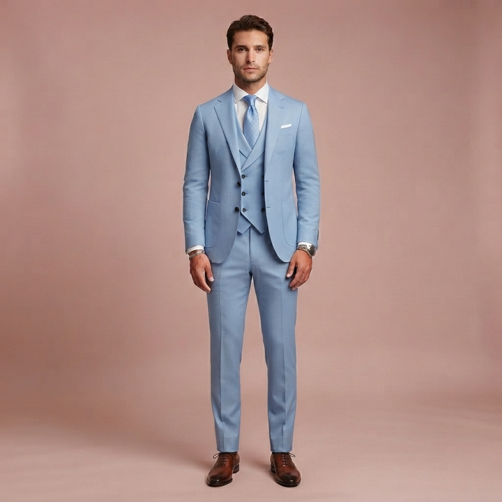 Herren 3-teiliger Slim Fit Anzug mit Sakko Weste und Anzughose