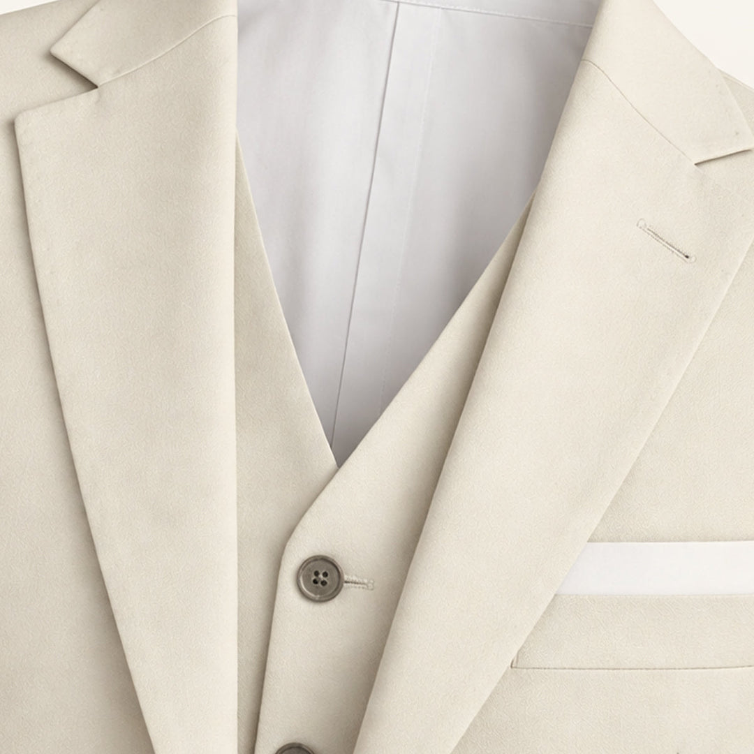 Herren Slim Fit Dreiteiler mit Klassischem Revers und Strukturierten Schultern