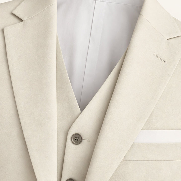 Herren Slim Fit Dreiteiler mit Klassischem Revers und Strukturierten Schultern