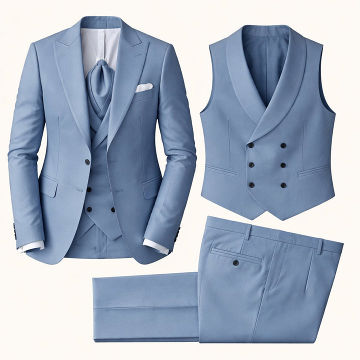 Herren 3-teiliger Slim Fit Anzug mit Sakko Weste und Anzughose