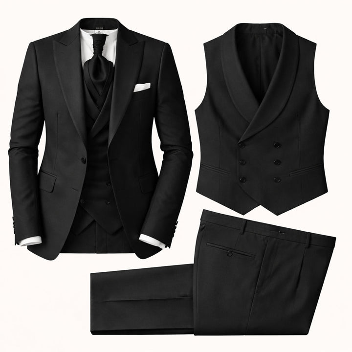 Herren 3-teiliger Slim Fit Anzug mit Sakko Weste und Anzughose