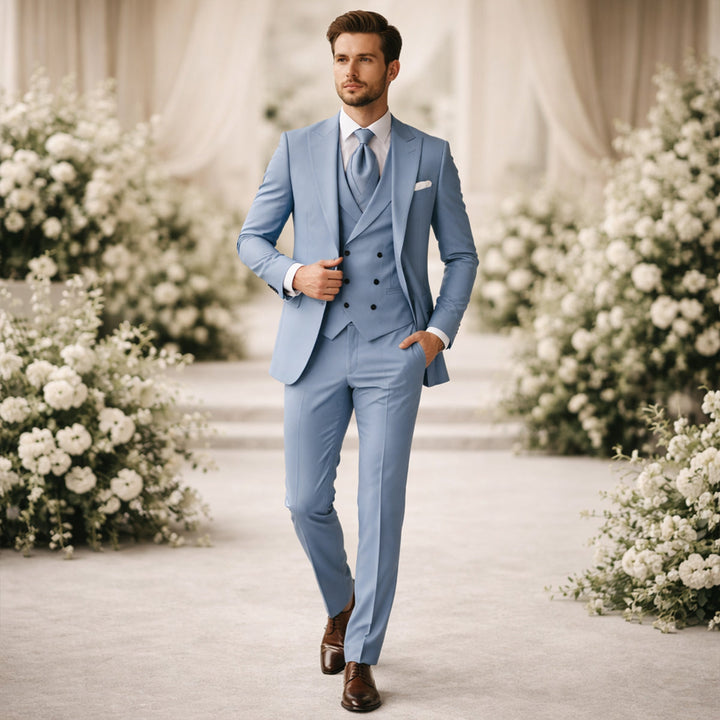 Herren 3-teiliger Slim Fit Anzug mit Sakko Weste und Anzughose