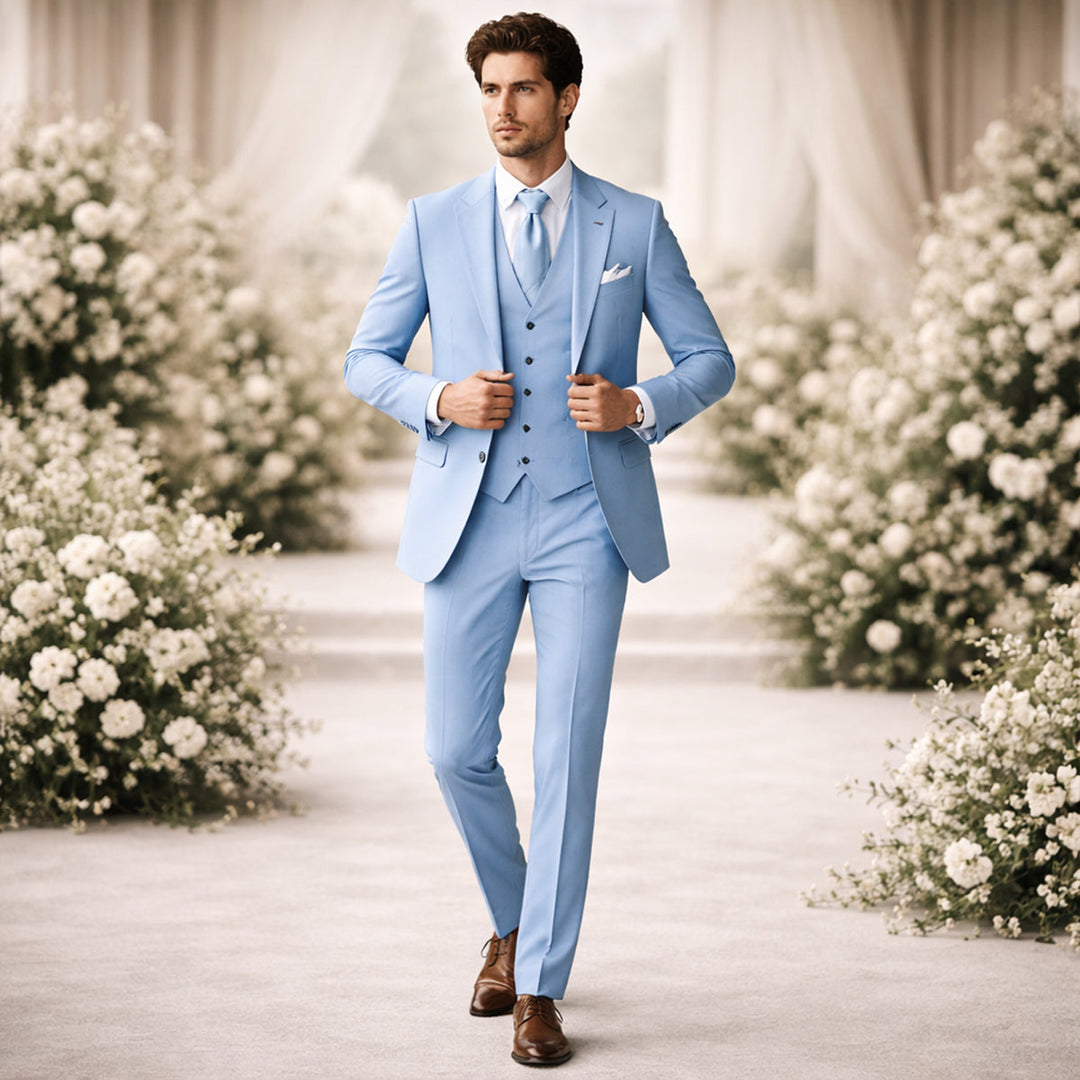 Herren 3-teiliger Slim Fit Anzug mit Sakko Weste und Anzughose