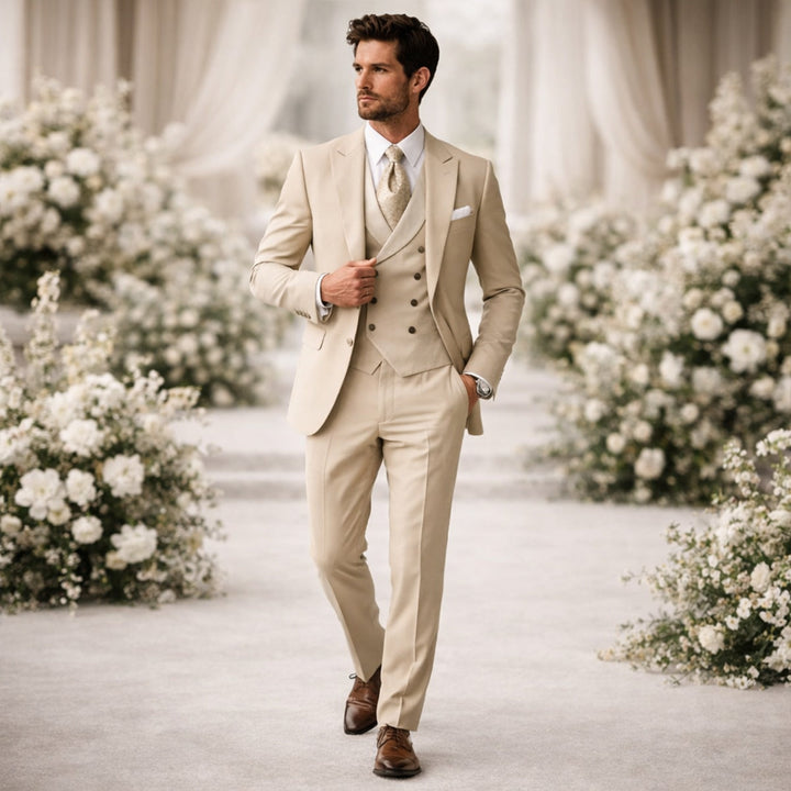 Herren 3-teiliger Slim Fit Anzug mit Sakko Weste und Anzughose