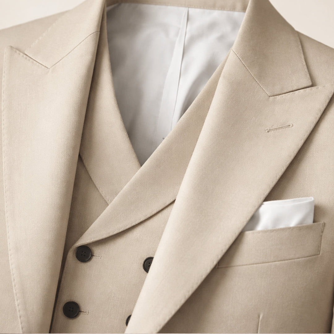Herren 3-teiliger Slim Fit Anzug mit Sakko Weste und Anzughose